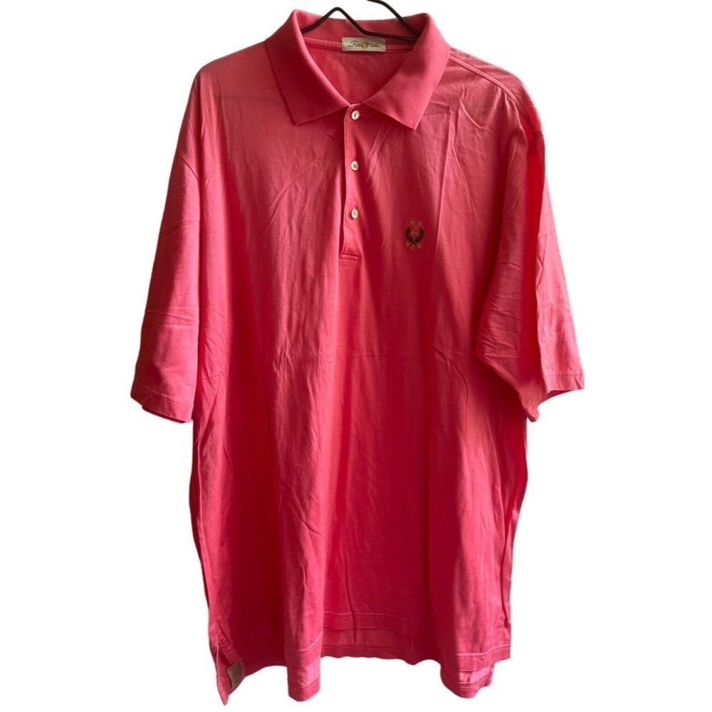 Peter Millar Golf Polo Shirt Short Sleeve Summer Salmon Pink Logo Mens Size XL